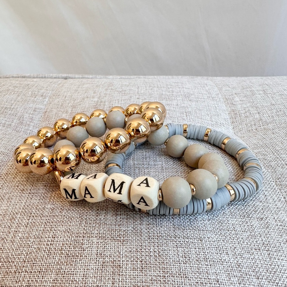 Gold and Gray Beaded Bracelets